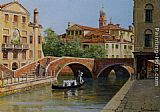 Antonietta Brandeis Canvas Paintings - A Venetian Bridge